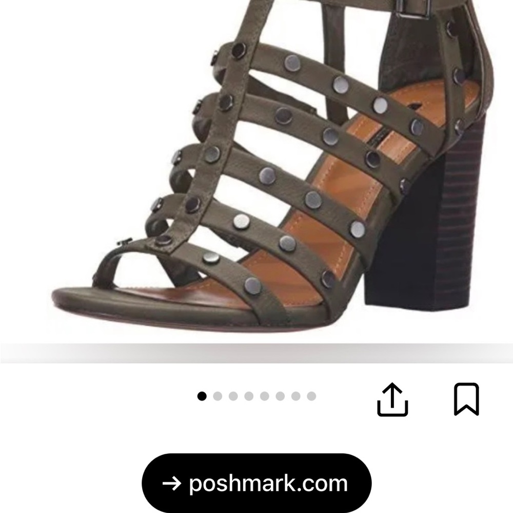 Women's Olive Strappy Block Heel Sandals